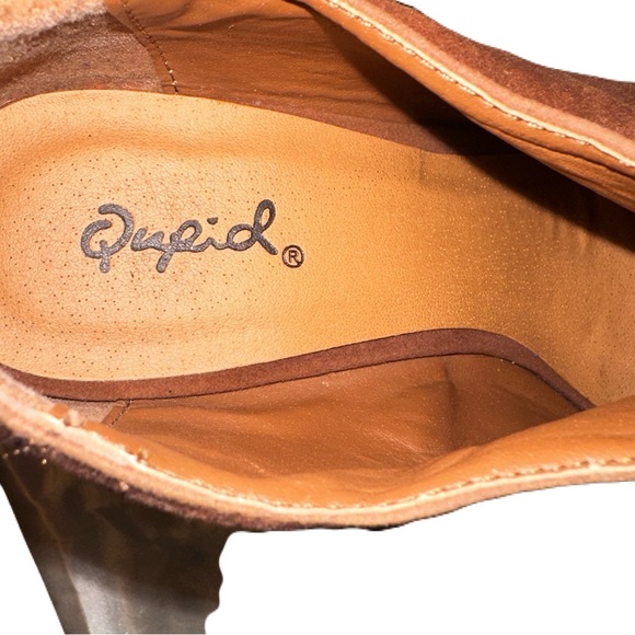 Brown, beige+ black snake print, size 7 Qupid Peep-Toe Wedge Shoes/heels - Picture 6 of 7